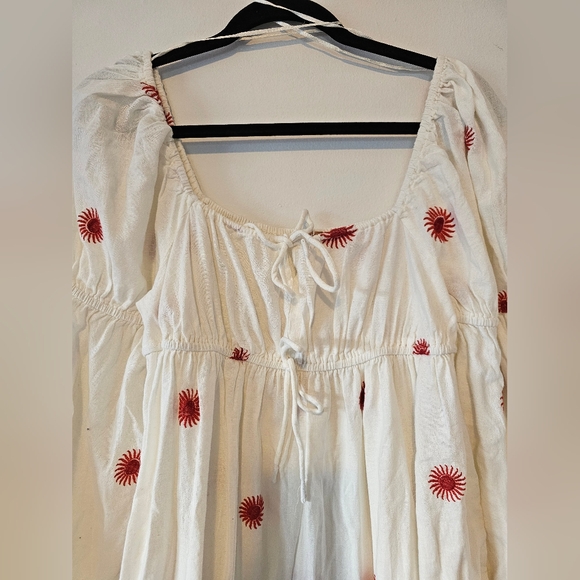 Free people embroidered sun cream Emory midi dress - Picture 5 of 7